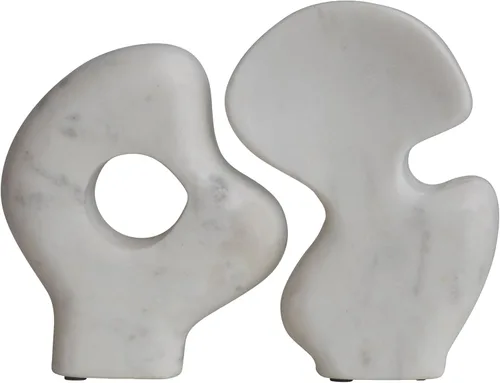 Miniatura 10 de Esculturas decorativas abstractas de mármol, juego de 2 estilos, color blanco