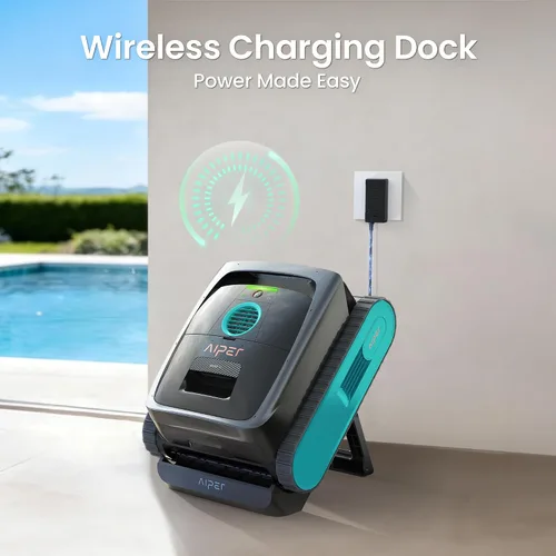 Miniatura 7 de AIPER Scuba V3 AI Vision - Limpiador robótico inalámbrico para piscinas, incluye base de carga inalámbrica, estacionamiento inteligente de línea