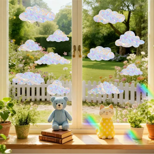Miniatura 5 de Calcomanías de ventana en forma de nube, calcomanías estáticas de ventana, calcomanías anticolisión para ventanas, calcomanías para evitar golpes