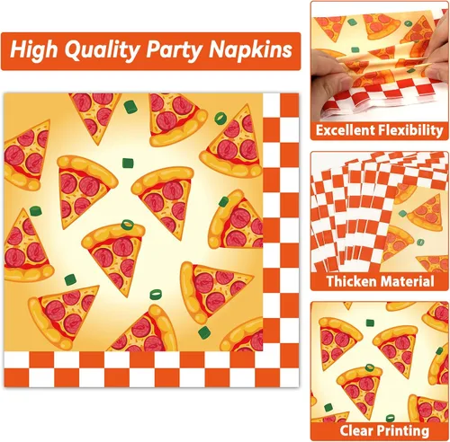 Miniatura 4 de Platos de pizza y servilletas para 50 invitados, suministros para fiestas, decoraciones de fiesta de cumpleaños, juego de vajilla desechable