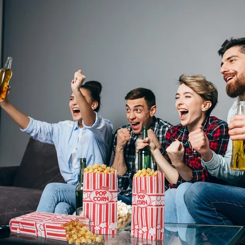 Miniatura 3 de Potchen 300 bolsas de papel de palomitas de maíz, desechables, resistentes a la grasa, a rayas, contenedor de palomitas de maíz para noche, cine