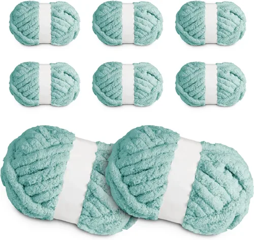 Miniatura 23 de Ultra Suave 1kg (2.2 LBS) Hilo Grueso para Tejer a Mano, Hilo de Tubo de Tela de Terciopelo Luxuoso para Hacer Bolsos, Almohadas, Mantas, Azul Ártico