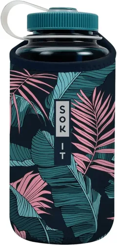 Miniatura 174 de Sok It BotlSok Funda para botella de agua con cubierta de neopreno aislante (Floral abstracto, se ajusta a CamelBak o Nalgene de 12 onzas)