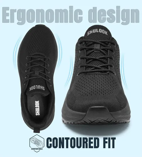 Miniatura 6 de SHULOOK Zapatos de trabajo antideslizantes para hombre, soporte de arco, antideslizantes, para cocina, chef, restaurante, servicio de alimentos