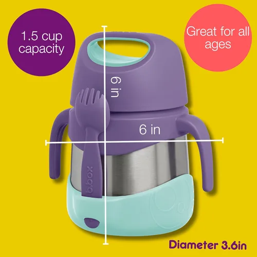 Miniatura 2 de b.box Tarro de alimentos aislado con tenedor para niños pequeños, recipiente fácil de abrir, acero inoxidable, más de 5 horas de temperaturas
