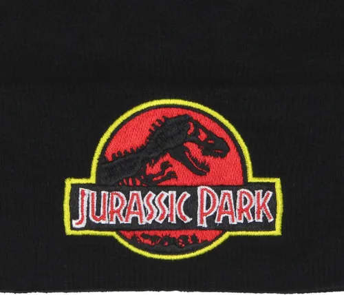 Miniatura 4 de Jurassic Park Hat Beanie Bordado Classic Logo Cuff Knit Beanie Cap Negro, Negro