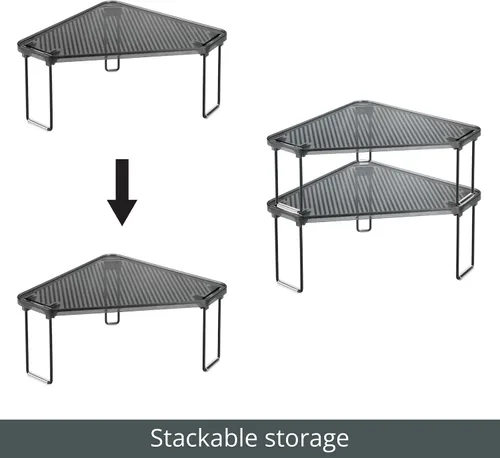 Miniatura 5 de mDesign Estante apilable de esquina de plástico/acero, estante organizador de almacenamiento para baño, tocador, encimera, fregadero, gabinete