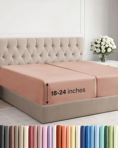 Miniatura 118 de Sábana bajera ajustable extra profunda tamaño completo – Sábana bajera individual de lujo para hotel únicamente – Se adapta fácilmente a colchones