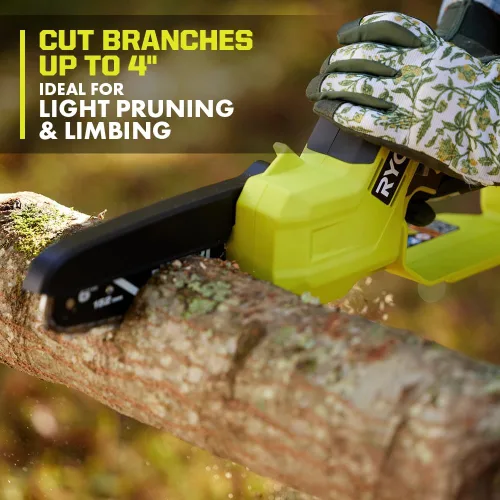 Miniatura 3 de Ryobi ONE+ Mini Motosierra Compacta de Poda con Batería de 18V de 6 pulgadas (SOLO HERRAMIENTA - batería y cargador NO INCLUIDOS), PCLCW01B