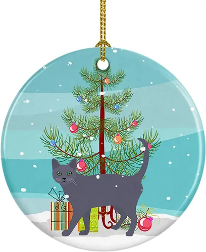 Miniatura 25 de Caroline's Treasures Adorno de cerámica con texto en inglés "Merry Christmas" para colgar en el árbol de Navidad, decoración para el hogar, Navidad