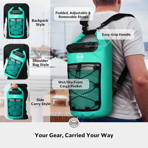 Miniatura 3 de STOVER 5/10/25/30/40/55L Waterproof Dry Bag- Roll-Top Backpack w/Phone Case- Kayaking, Hiking, Camping, Boating- Men/Women 30L Verde azulado