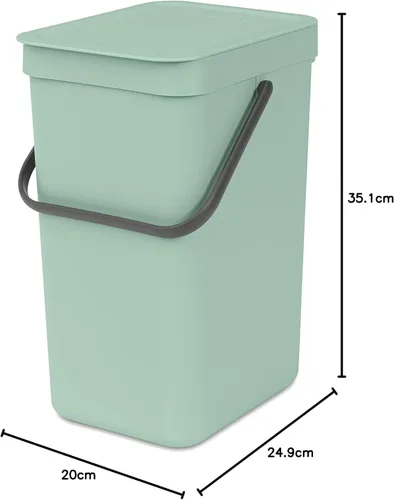 Miniatura 6 de Brabantia Sort & Go Cubo de Reciclaje 3.2 Galones (Verde Jade) Cubo de Basura de Plástico Eficiente en Espacio con Asa, Tapa Removible y Que