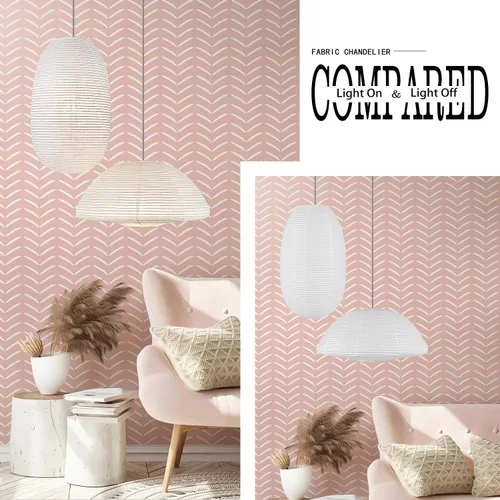 Miniatura 4 de METHEDEECO Faroles de papel blanco de 19+21 pulgadas, 2 unidades, lámpara de papel de arroz grande, pantalla colgante semicircular y elíptica