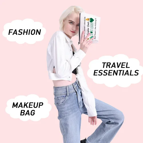 Miniatura 3 de JYTAPP Novedosa bolsa de maquillaje para líderes, regalo con texto en inglés "I Never Dreamed I'd Grow Up To Be a Cosmetic Pouch, Beige, Moda