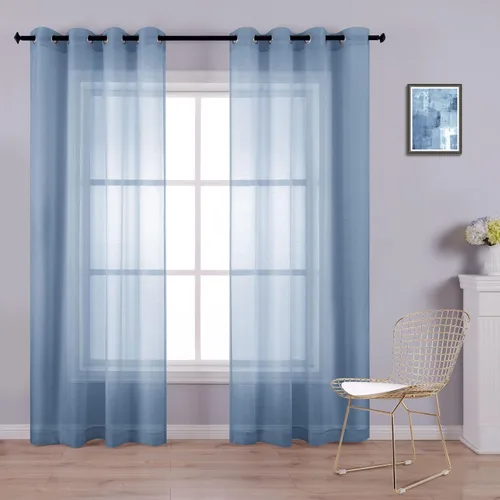 Miniatura 72 de KOUFALL Cortinas traslúcidas de 120 pulgadas de 2 paneles con ojales, juego extra largo de 10 pies de largo, cortinas altas para ventana grande, 52