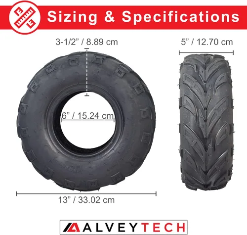 Miniatura 3 de AlveyTech 145/70-6 Neumático delantero con banda de rodadura en V - Compatible con el go-kart Coleman KT196/CK196-T, cuadriciclo 4x4, mini moto