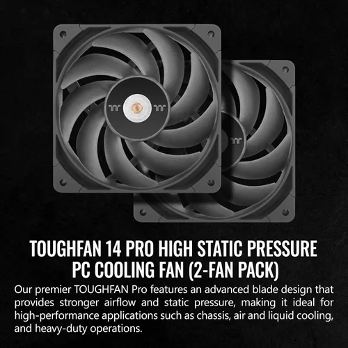 Miniatura 2 de Thermaltake ToughFan 12 Blanco de alta presión estática 2000 PWM, hub de motor reforzado con metal, rodamiento hidráulico Gen 2 de 120 mm/ventilador