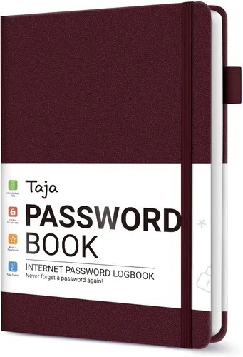 Miniatura 169 de Taja - Libreta de contraseñas con pestañas alfabéticas para personas mayores, cuaderno de contraseñas y registro detallado de direcciones de sitios