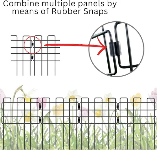 Miniatura 3 de ShopLaLa Valla de jardín para animales (10 paneles) de 12 pulgadas de largo x 16.5 pulgadas de alto, valla de alambre de metal blanco pequeña