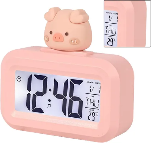 Reloj electrónico, lindo reloj despertador multifunción con pantalla a todo color, pantalla LED, alarma electrónica de escritorio, calendario de