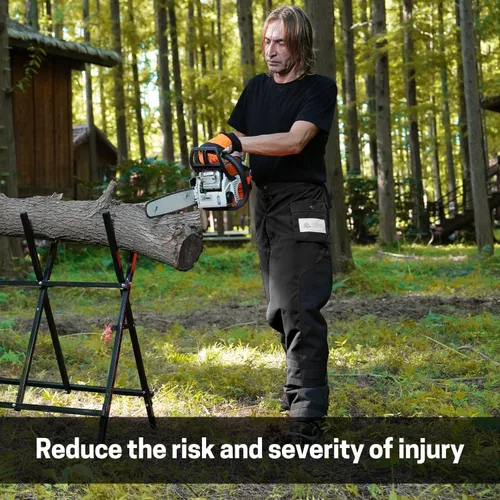 Miniatura 7 de Delantal protector de 8 capas para motosierra, pantalones ajustables para motosierra, para madereros, trabajadores forestales clase A Negro