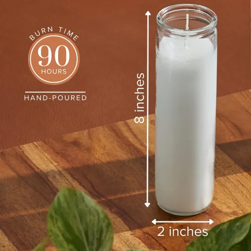 Miniatura 2 de Simply Soson - Velas de pilar blancas de 2x8 pulgadas de 7 días en vidrio, juego de 3, hasta 90 horas de tiempo de quemado, sin fragancia, velas