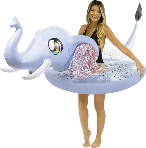 PoolCandy Tubos inflables de piscina y anillos de natación para animales Anillo de natación de tubo de piscina de animales relleno de elefante con