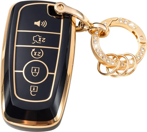 Gematay Funda para llavero Ford con llavero, soporte para llave para Ford Edge Escape Expedition Explorer Fusion Mustang Ranger F-150 F-250 Smart 3
