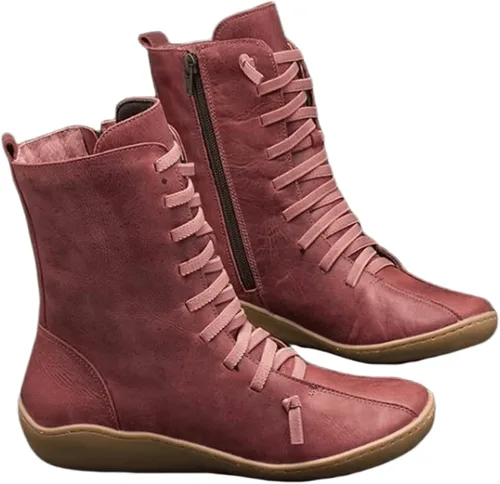 Miniatura 7 de Ladmiple Botas de tobillo para mujer, sin tacón, casual, con cremallera lateral, botas cortas vaqueras occidentales, zapatos para caminar V-Caqui
