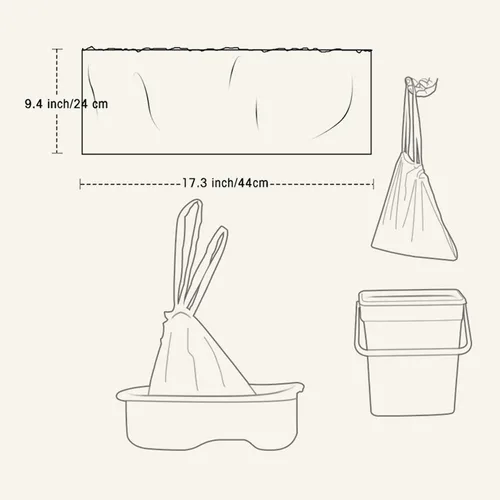 Miniatura 3 de Paquete de 100 forros desechables para orinal con cordón, bolsas de entrenamiento de ajuste universal de 17.3 x 9.4 pulgadas, forro de asiento