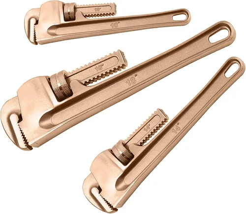 Miniatura 10 de WEDO Llave de tubo sin chispas (longitud 23.622 in, apertura máxima 2.953 in), llave de fontanería recta sin chispas, llave de seguridad sin Bronce