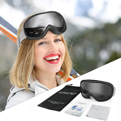 Miniatura 6 de Supertrip Gafas de esquí de nieve antivaho 100% protección UV gafas de esquí snowboard Marco negro/lente gris (Vlt 10%)