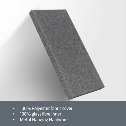 Miniatura 6 de Paneles acústicos de 2 pulgadas de grosor con herrajes para colgar, 2 piezas de 47.2" x 23.6" paneles de fibra de vidrio para absorción de sonido