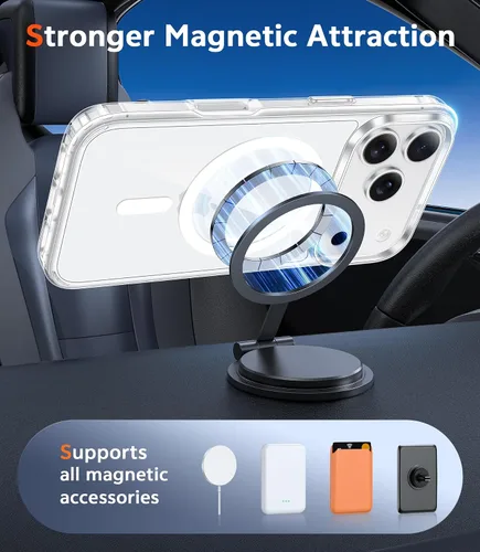 Miniatura 1720 de FNTCASE Funda para iPhone 13 Pro-Max: Fundas magnéticas transparentes compatibles con Magsafe Slim anti amarillamiento protección contra caídas