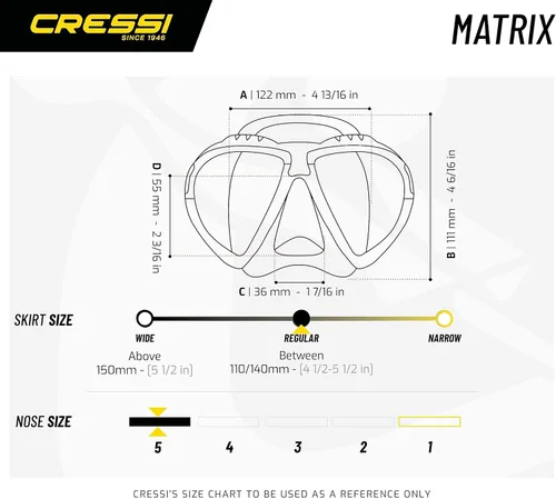 Miniatura 5 de Cressi Matrix Adult Scuba Diving, Snorkeling, and Freediving Masks- Matrix: Made in Italy Claro/Negro