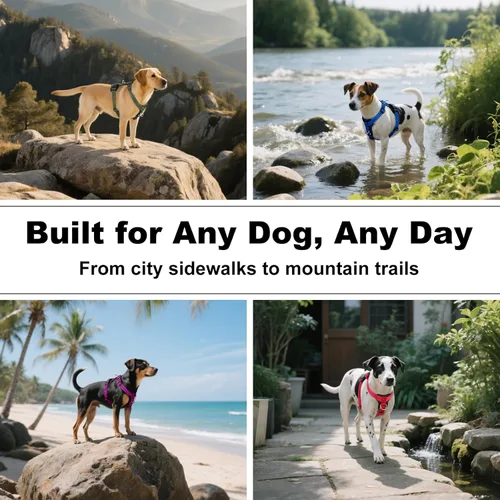 Miniatura 7 de Plutus Pet Arnés ajustable sin tirones para perro con detalles de cuero, chaleco de nailon reflectante resistente para entrenamiento, senderismo