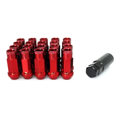 Miniatura 2 de Tuercas de llanta M12 x 1.5 tuercas de rueda de extremo abierto, asiento de bellota cónica, tuerca de seguridad forjada, juego de 20 tuercas de Rojo