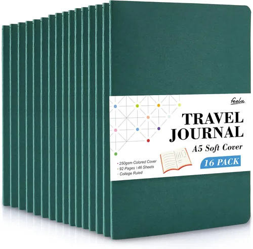 Miniatura 17 de feela - Paquete de 16 cuadernos de tapa suave a granel, cuadernos rayados universitarios para el trabajo para mujeres y niñas, diario de viaje