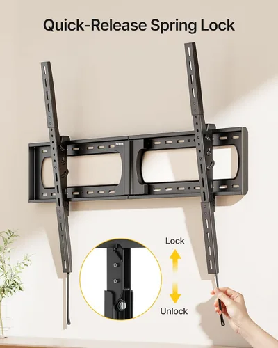 Miniatura 6 de monTEK Soporte de pared de TV inclinable resistente para televisores planos y curvos extra grandes de 37-140 pulgadas de hasta 300 libras, 4 pruebas