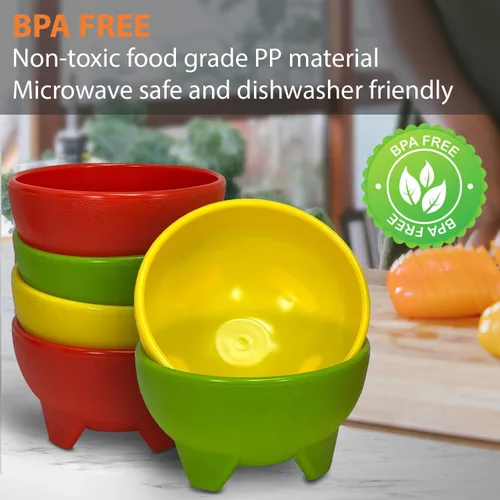 Miniatura 5 de Tazones de salsa – Paquete de 6 cuencos (multicolor), 13 onzas, tazón pequeño sin BPA, irrompible, molcajete mexicano, guacamole, plato para servir