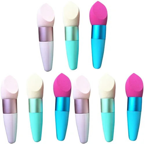 minkissy 3pcs maquillaje esponja hongo mango antideslizante fácil base corrector y más color aleatorio