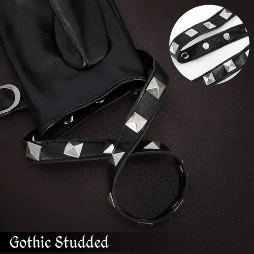 Miniatura 3 de Guantes punk para mujer, cinturón de piel sintética, steampunk, disfraz de cosplay de Halloween