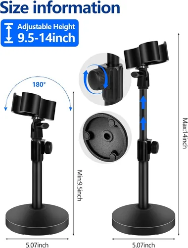 Miniatura 3 de BILIONE Soporte de micrófono de escritorio versátil, soporte de micrófono de mesa ajustable con clip de micrófono grande, clip para teléfono