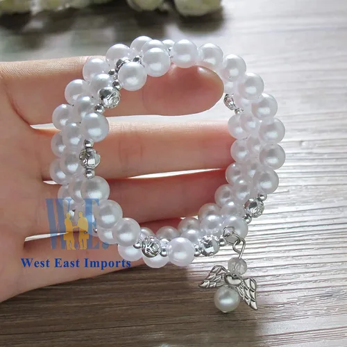 Miniatura 5 de WE Bautismo favor 12PC Rosario Wrap Angel Pulsera Recuerdos de Bautizo Bautizo Regalo para Invitados Blanco Perla - Recuerdos de Bautizo - Recuerdos