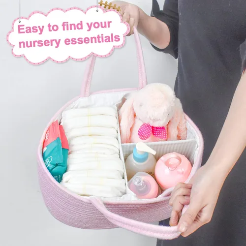 Miniatura 5 de ABenkle Organizador de Pañales - Cesta de Almacenamiento de Cuerda de Algodón para Artículos Esenciales del Bebé, Regalo de Baby Shower para Niños