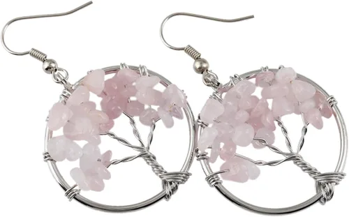 Miniatura 2 de SUNYIK - Aretes para mujer estilo retro, con piedras en forma de el árbol de la vida.