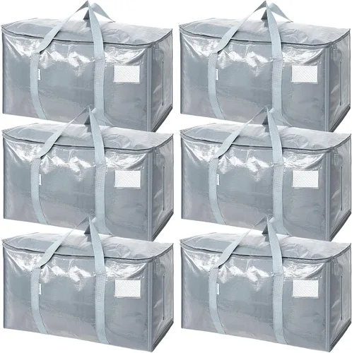 Miniatura 40 de TICONN Paquete de 2 bolsas de mudanza extra grandes resistentes con cremalleras y asas de transporte, bolsas de almacenamiento duraderas