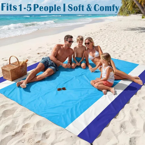 Miniatura 108 de Famstar Beach Blanket Oversized Extra Large 78"X81"/10'X9',Waterproof Sandproof Beach Blanket 2-8 Adults Lightweight Durable for Travel Camping