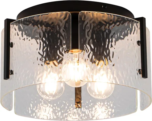 Miniatura 13 de MAYNA Lámpara de techo de granja, lámpara de techo rústica de 2 luces con montaje empotrado de metal y madera, accesorios de iluminación de pasillo