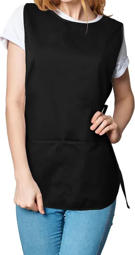Miniatura 5 de DALIX Delantal Cobbler 2 Bolsillos Smock Regular 28.5" x 18.5" Negro